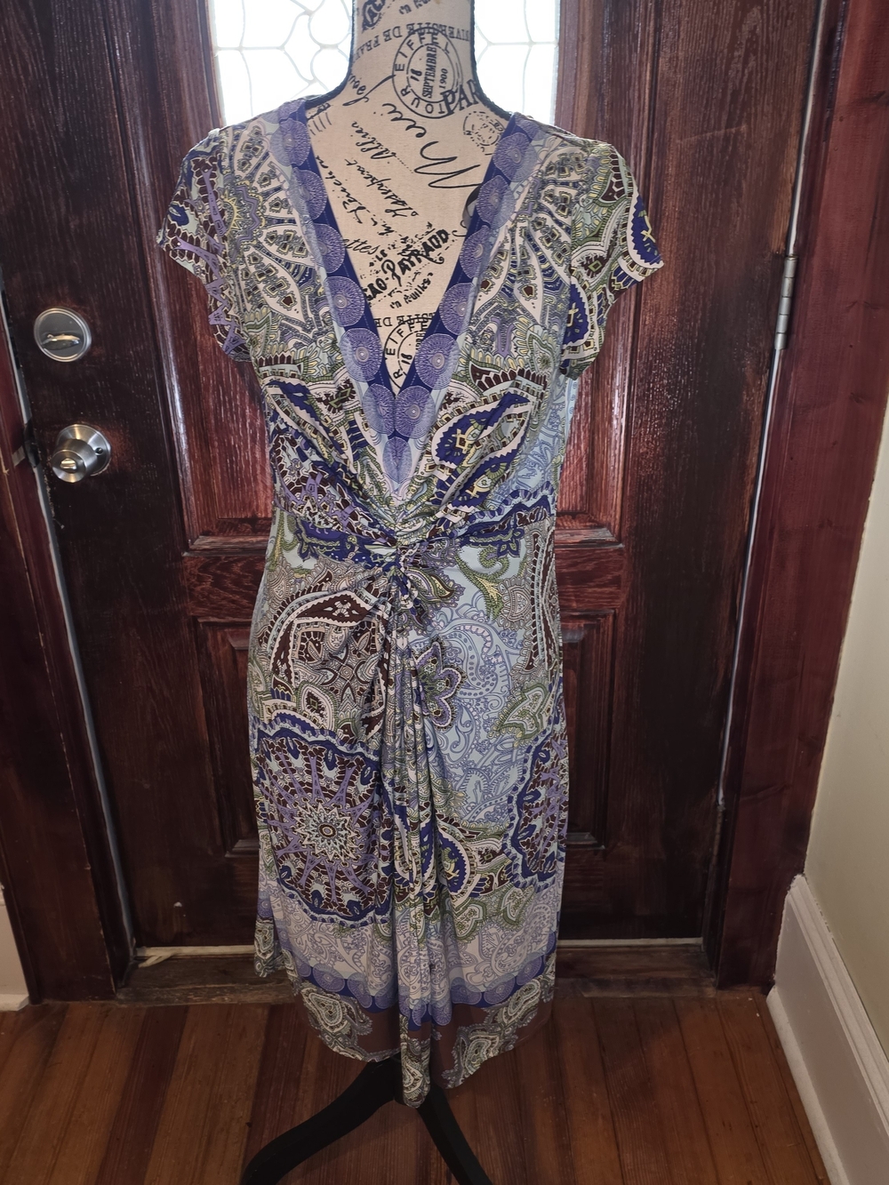 Muse Paisley Print Women's Dress in Blue, Green, Brown Size 14